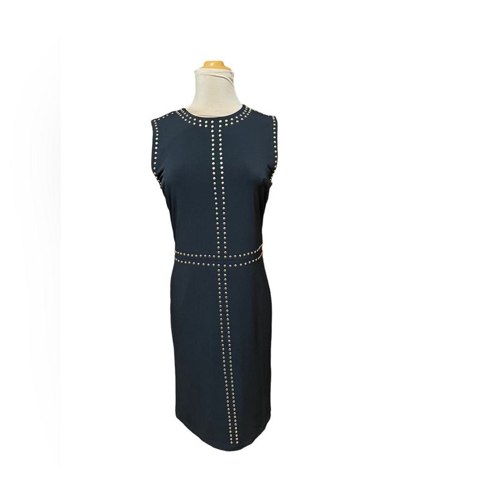 Carmen Marc Valvo black sleeveless dress with studded accents size 4